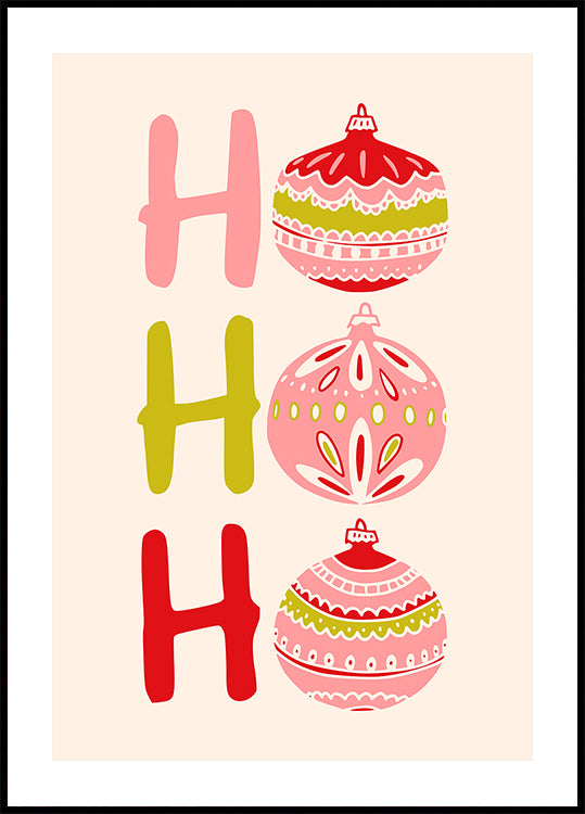 HoHoHo Vrolijke kleine poster met kerstillustratie