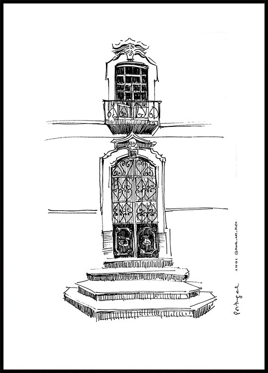 Portugal Portals stad tekening Poster