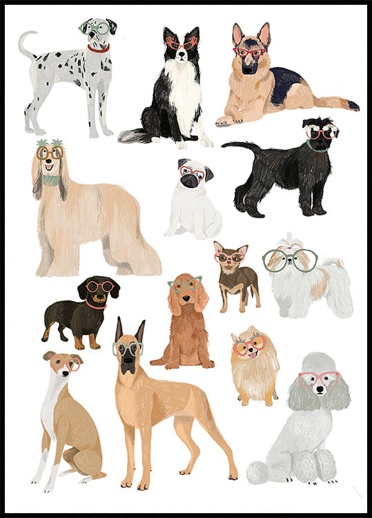 Honden in glazen print poster