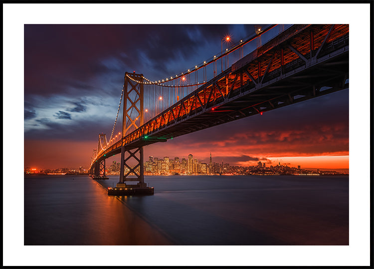 Bay Bridge bij nacht-poster