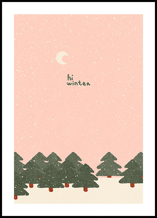 Magische sneeuwval in het bos Poster