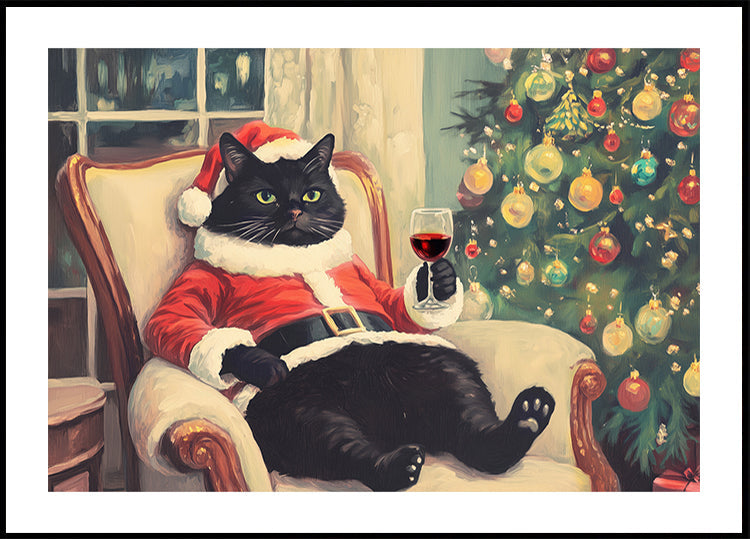 Kerst Chilling Cat-poster