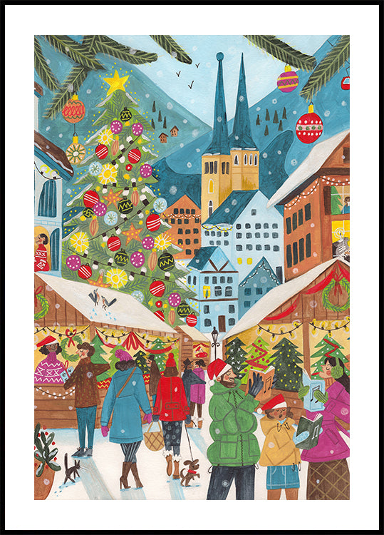 Kerstmarkt in de dorpsposter