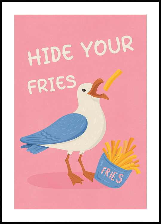 Poster met uitzicht op een rustig kustdorp