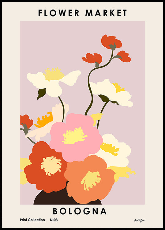 Bloemenmarkt. Bologna-poster