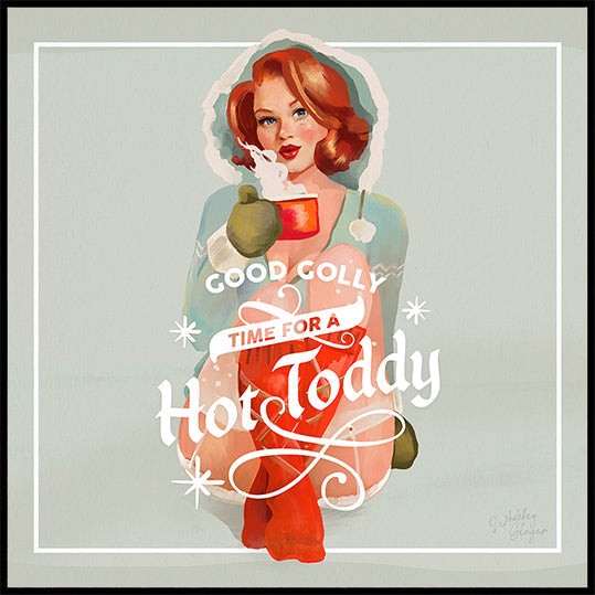 Hot Toddy Redhead Vintage Winter Cocktail Art (NIEUW)