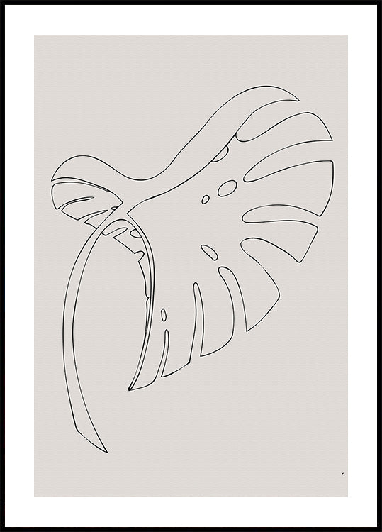 Monstera gebogen beige poster
