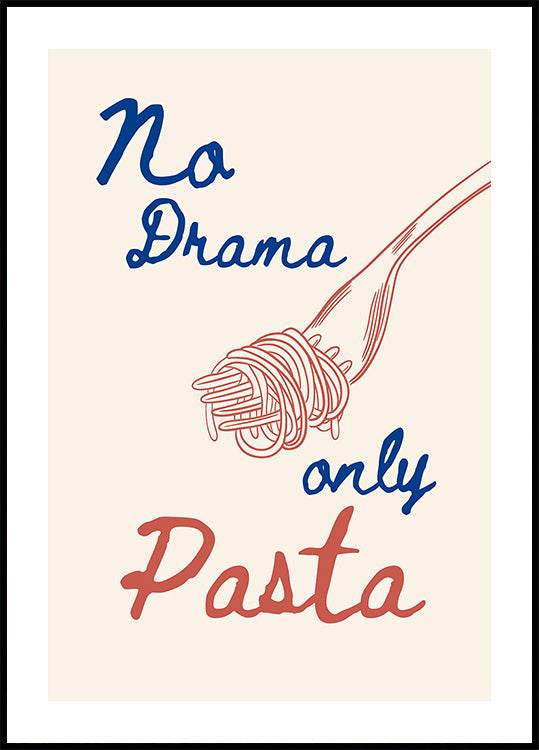 Geen drama alleen pasta, illustratie + tekst