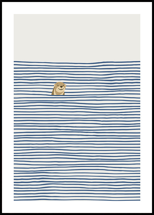 Otter in de golven-poster