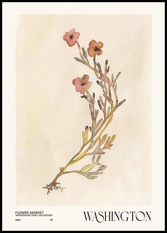 Collectie aquarelprints. Bloemenmarkt - Washington