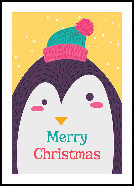 Kerstkaart met pinguïn door Barsrsind Poster
