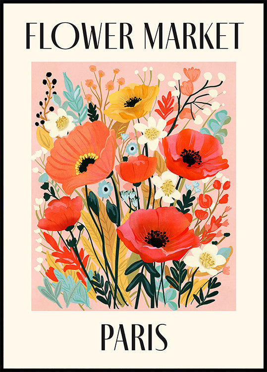 Bloemenmarkt Parijs Frankrijk Poster