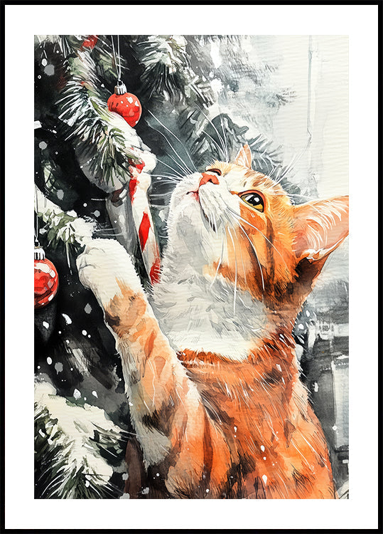 Katten zijn dol op de kerstboomposter
