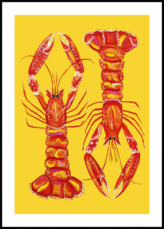 Langoustines op gele poster