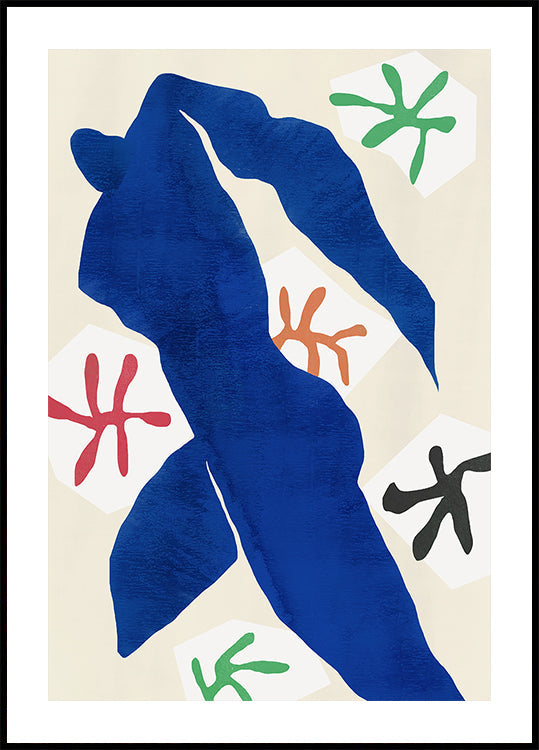 Abstracte blauwe figuur poster