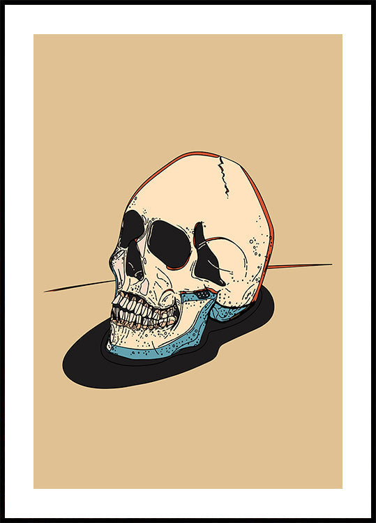 Schedelillustratie Op Een Beige Poster Als Achtergrond
