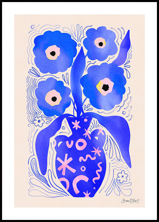 Blauwe bloemen Matisse eerbetoon poster