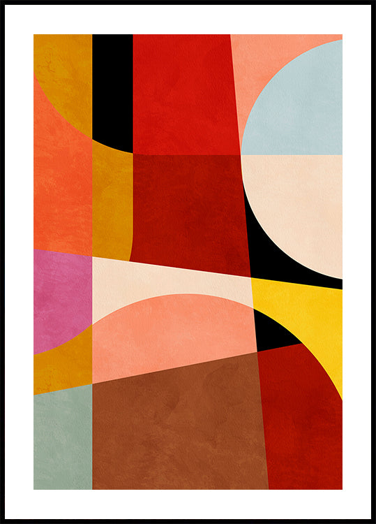 Warme kleuren Bauhaus Geometry2-poster