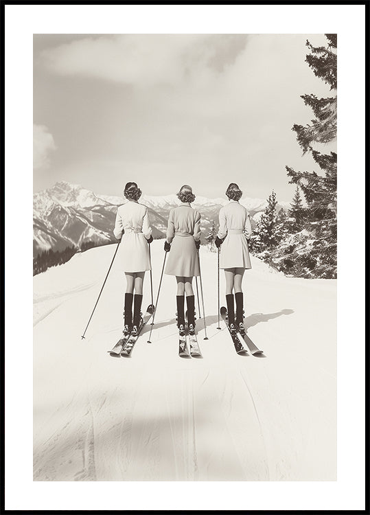 Vintage glamour skiërs poster