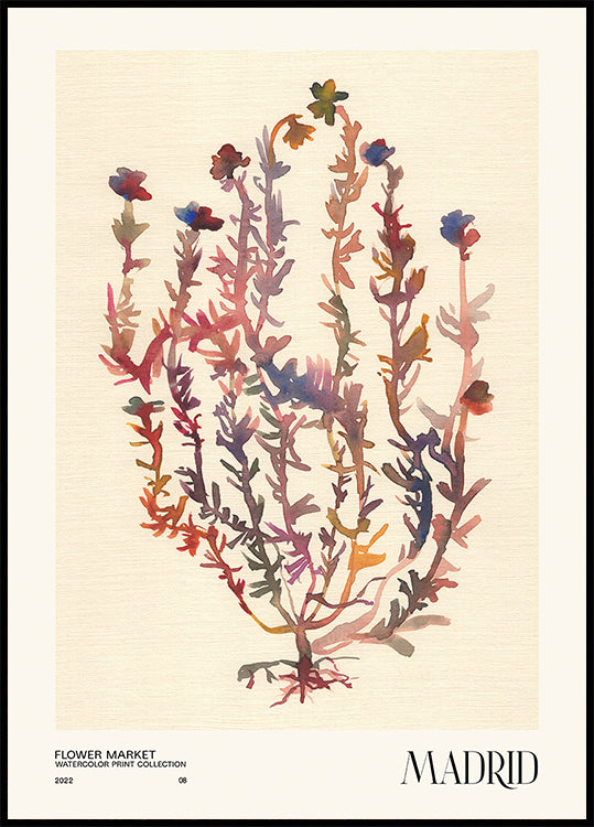 Collectie aquarelprints. Bloemenmarkt - Madrid