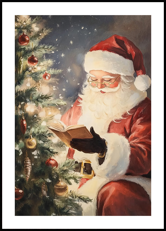 Kerstman die nr. 2 poster leest