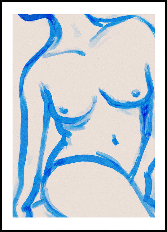 Blauwe contour naakt poster