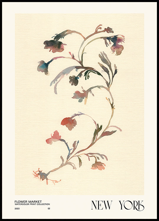 Collectie aquarelprints. Bloemenmarkt - New York