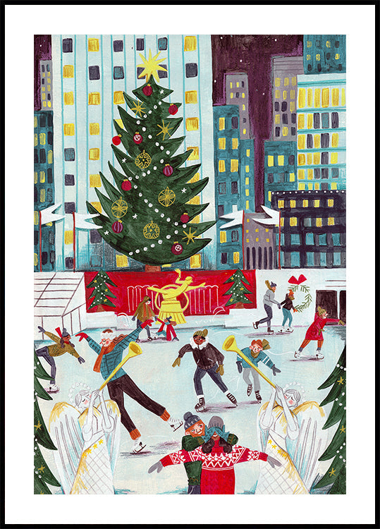 Schaatsen in het Rockefeller Center Poster