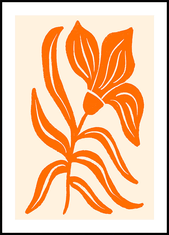 Abstract oranje gestileerde tulp poster