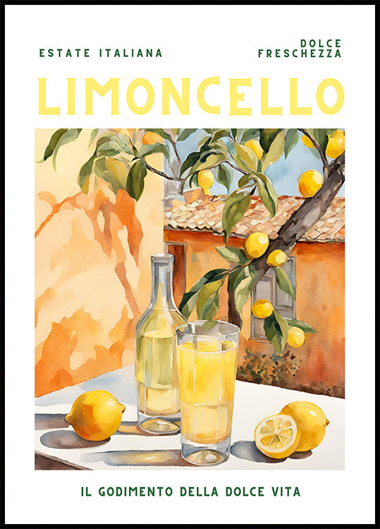 Limoncello, aquarel, frisse poster