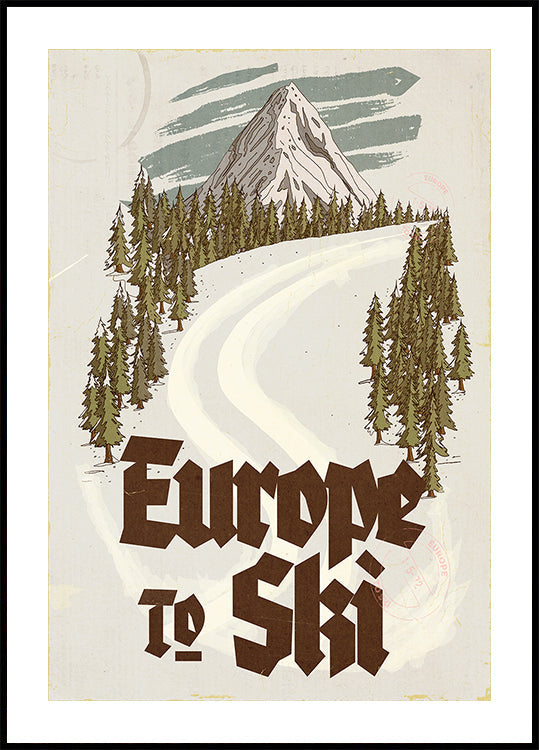Europa om te skiën Vintage reisbriefkaart (nieuw)