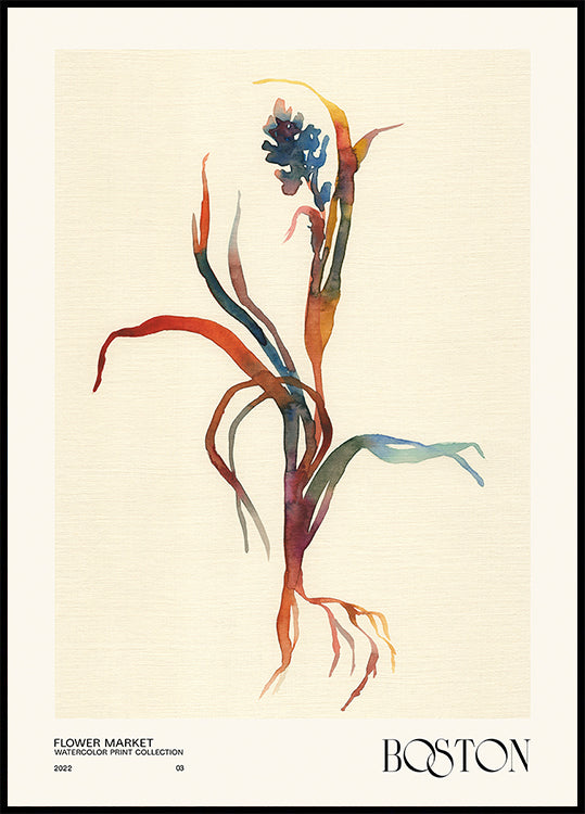 Collectie aquarelprints. Bloemenmarkt - Boston