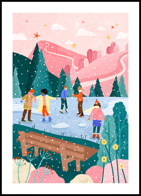 Mensen schaatsen poster