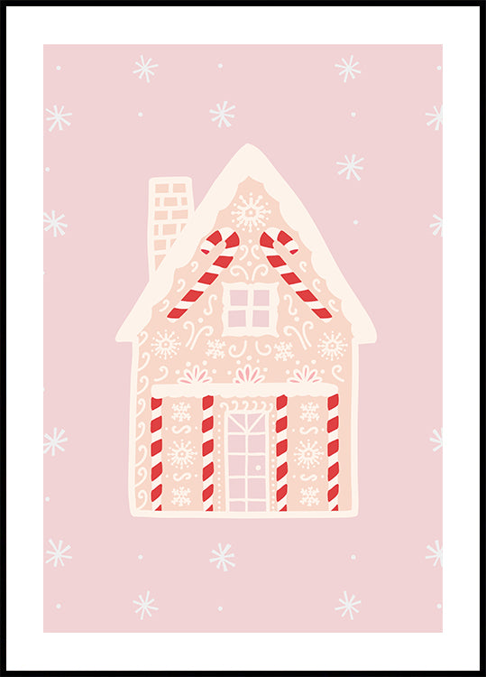 Roze peperkoek huis Poster