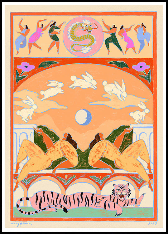 Rabbit Jumps Over the Moon Poster