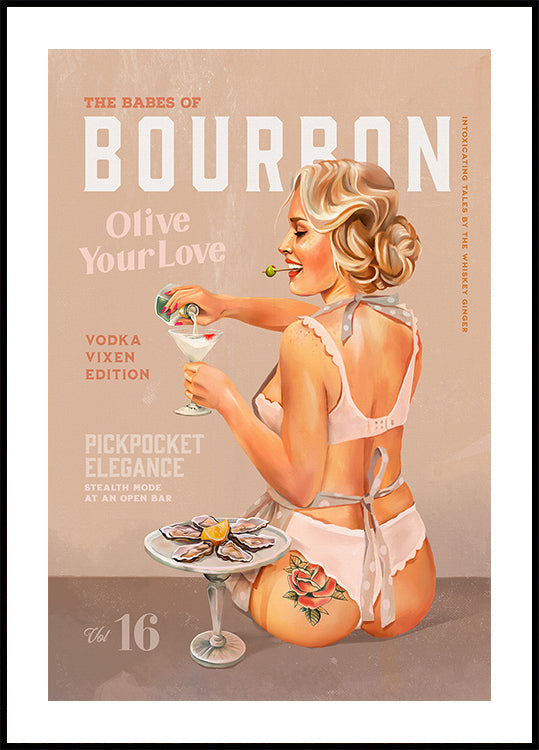 Bourbon Babe Vol 16 Vintage Wodka Martini Pin-Up Girl Poster