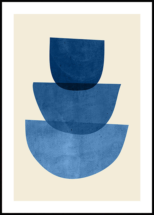 Geometrische abstracte vormen blauwe poster