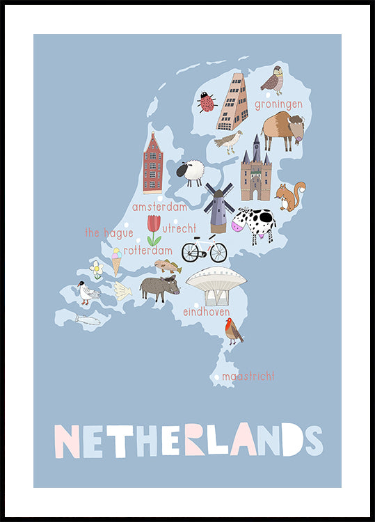 Nederland Illustratie door kunstenaar Carla Daly Poster