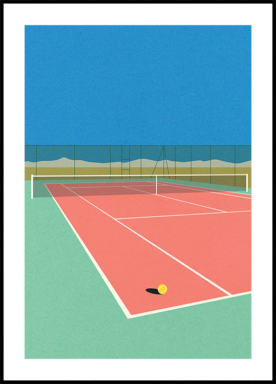 Tennisbaan in de woestijn-poster