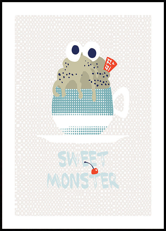 Zoete monster cupcake mint poster