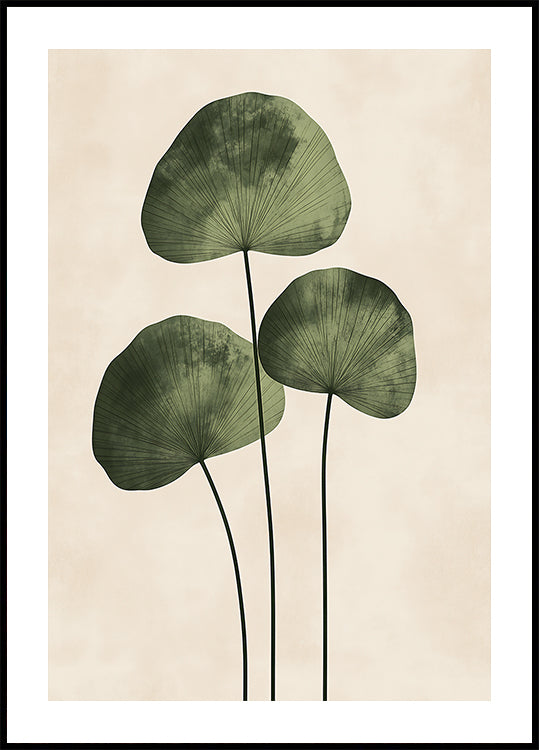 Groene bladeren met delicate aderen poster