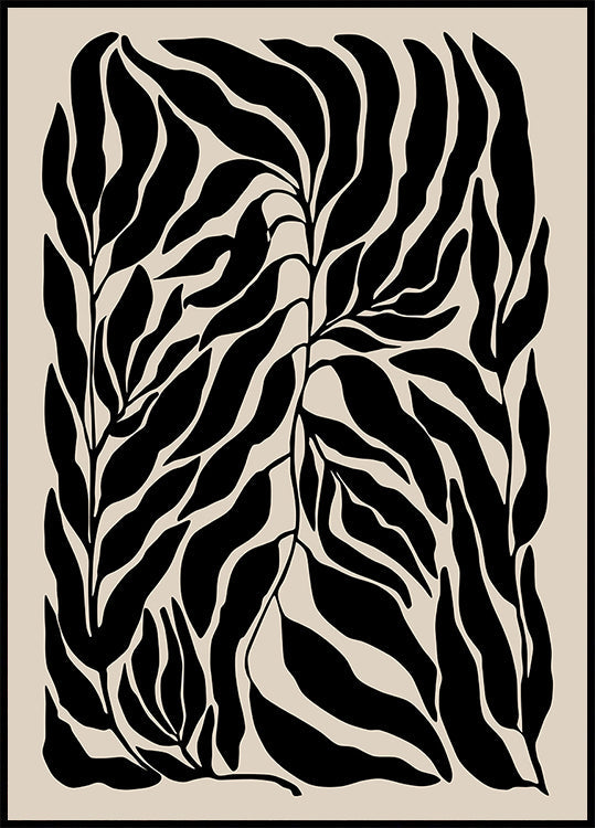 Zwarte blad silhouetten Poster