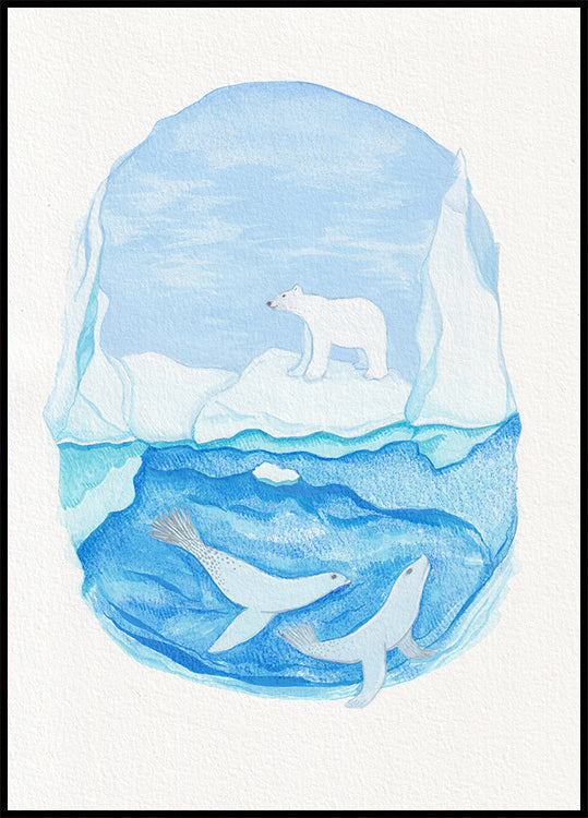 Arctisch leven - bevroren zeeën - ijsbeer en zeehondenposter