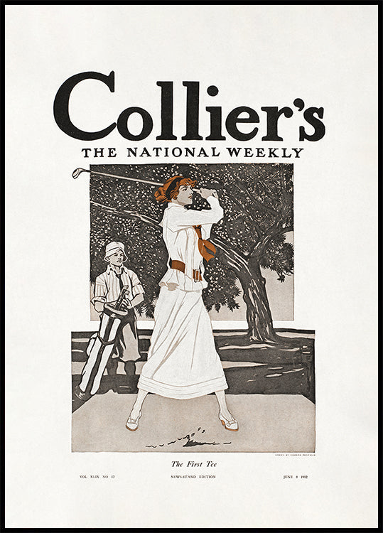 Collier's, het National Weekly, de eerste Tee (1912) poster