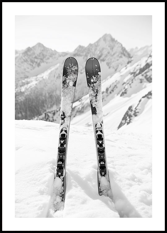 Ski Snow Alps Black and White Plakat