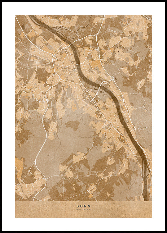 Sepia vintage kaart van Bonn Duitsland (NIEUW)