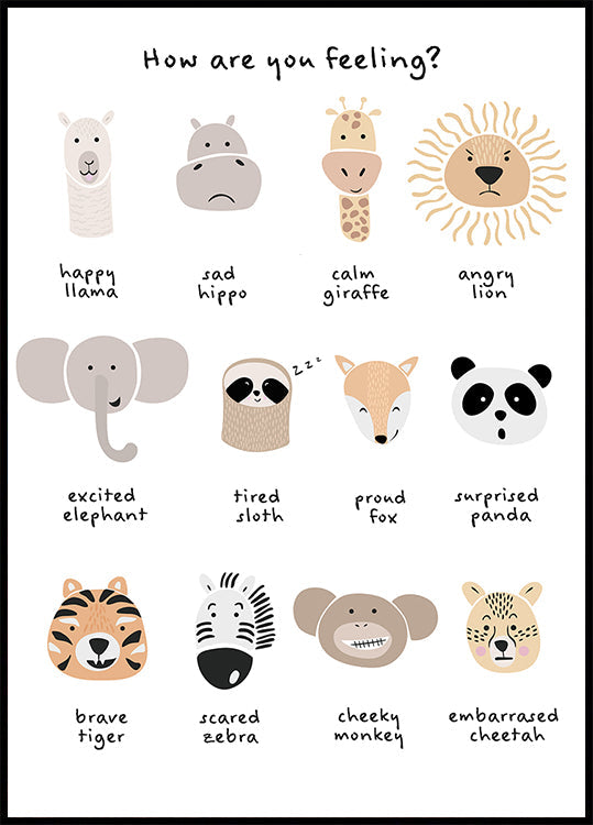 Kalmerende meditatie-emoties voor kinderen print 1 poster