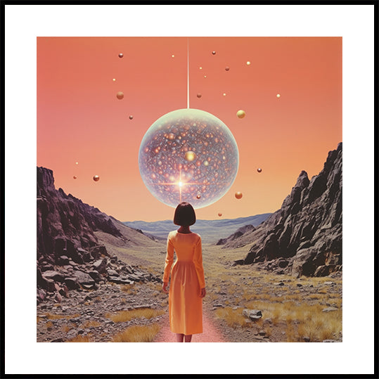 Een ruimtedisco collage kunstposter