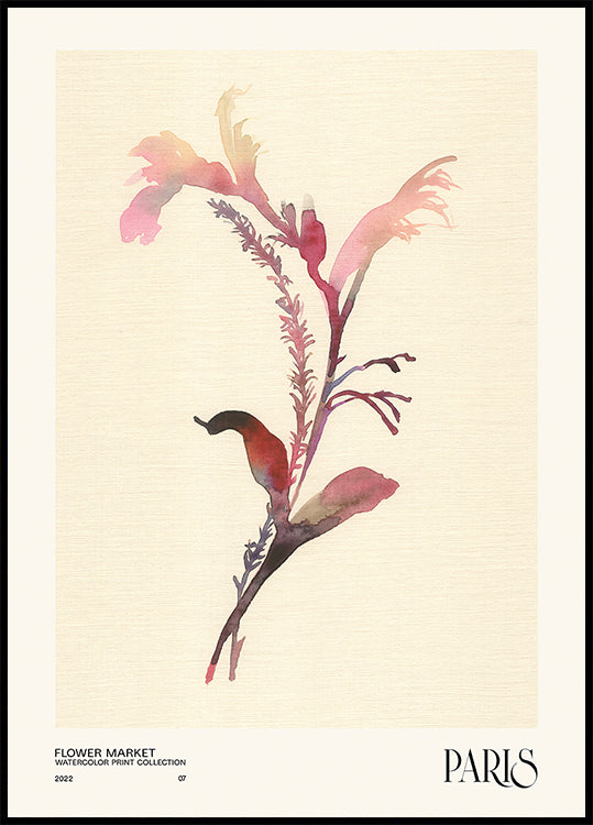 Collectie aquarelprints. Bloemenmarkt - Parijs