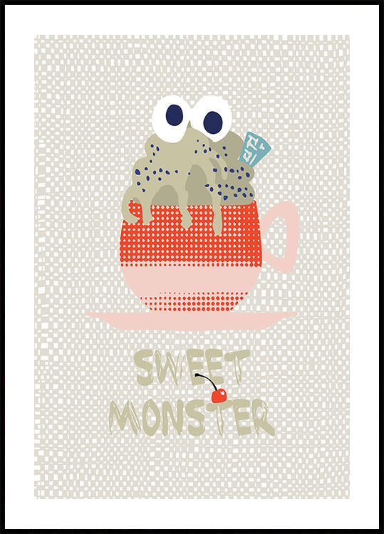 Zoete monster cupcake rode Poster